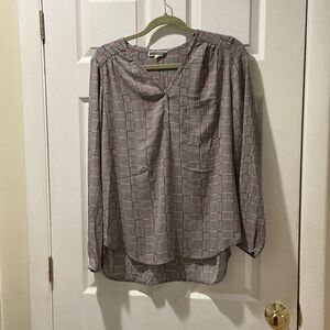 Pleione Gray and Red Plaid Blouse